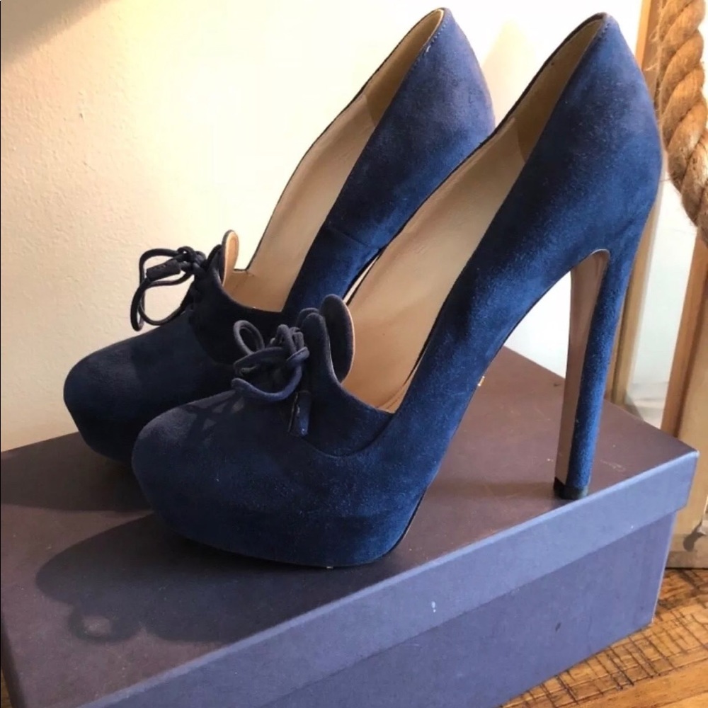 Blue Suede Prada Heels size 7.5